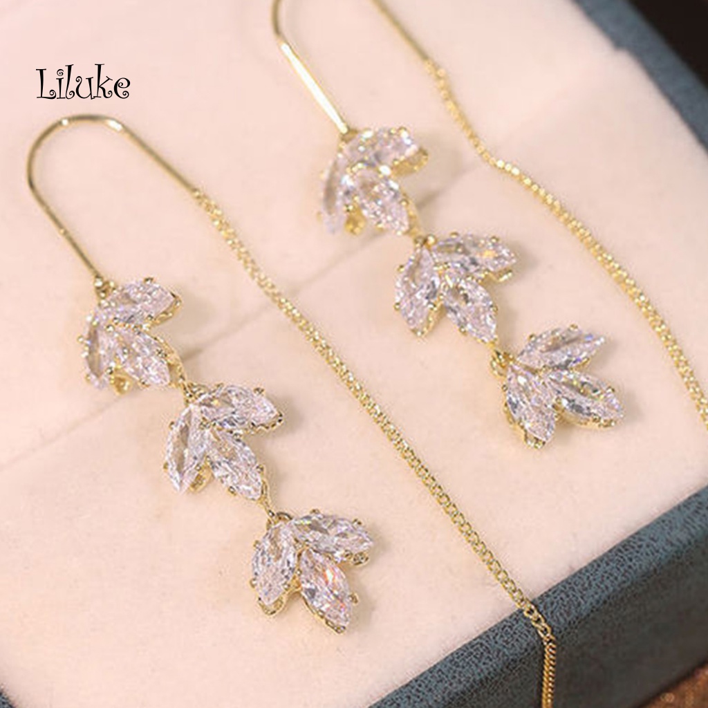 1 Đôi Bông Tai Dáng Dài Đính Đá Sang Trọng Cho Nữ