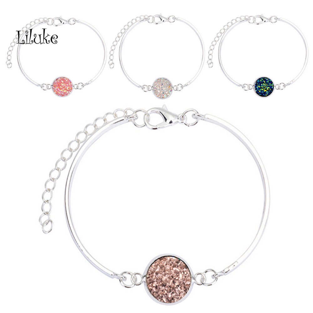 Vòng Tay Hợp Kim Trang Trí Hạt Resin Lấp Lánh Thời Trang Cho Nữ