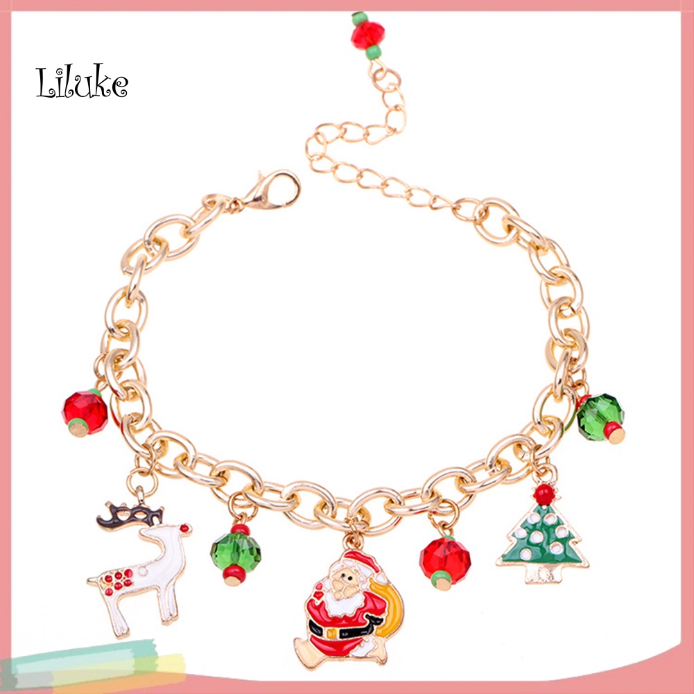 Vòng Tay Hợp Kim Trang Trí Mặt Hình Ông Già Noel Xinh Xắn Cho Nữ