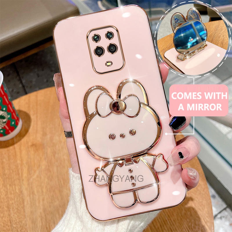 Ốp lưng Redmi note 9 Pro note 9s Ốp Điện Thoại Mạ Điện Hình Thỏ 3D Có Giá Đỡ Xoay 360° Độ Ốp Điện Thoại silicone Tự mang gương