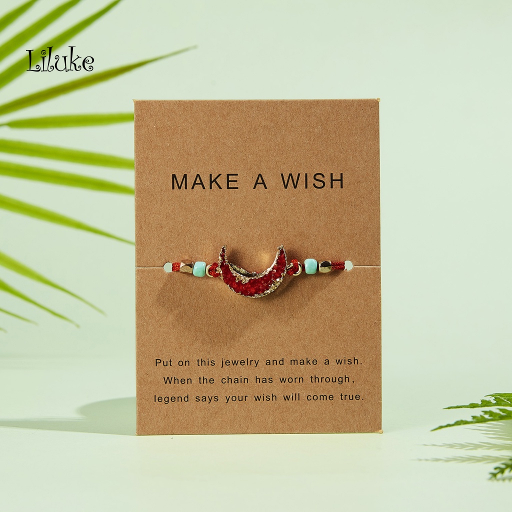 Vòng Tay Hợp Kim Màu Trơn Trang Trí Hạt Đá Và Mặt Trăng Xinh Xắn Thời Trang Cho Nữ