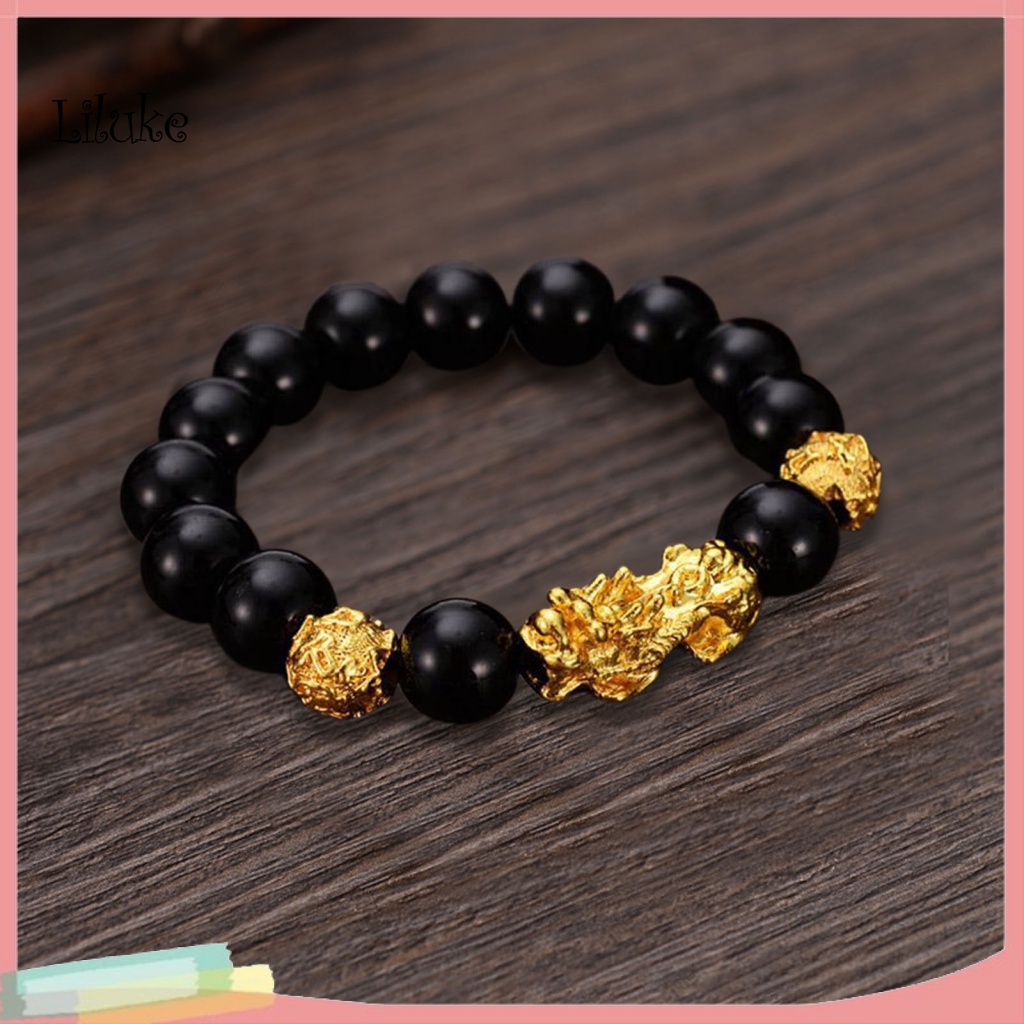 Vòng Tay Chuỗi Hạt Đá Obsidian Giả Độc Đáo Thời Trang