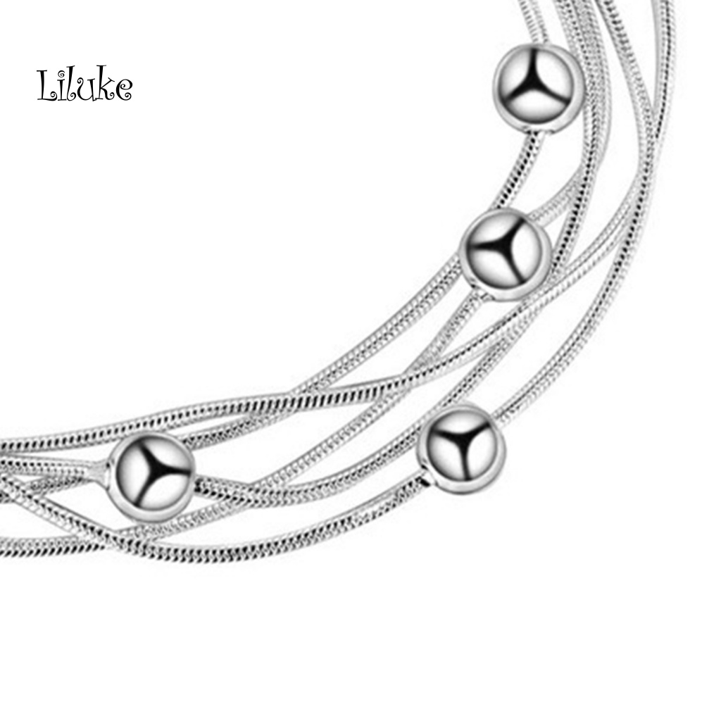 Lk Vòng Tay Chuỗi Hạt Tròn Nhiều Lớp Mạ Bạc Sáng Trang Trí Giáng Sinh Thời Trang Nữ