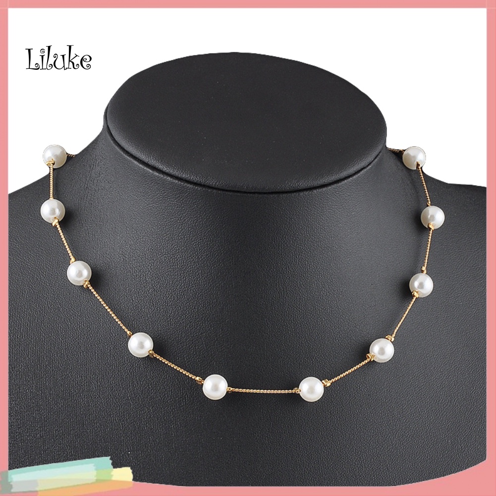 Vòng cổ Hợp Kim Trang Trí Ngọc Trai Giả Xinh Xắn Cho Nữ