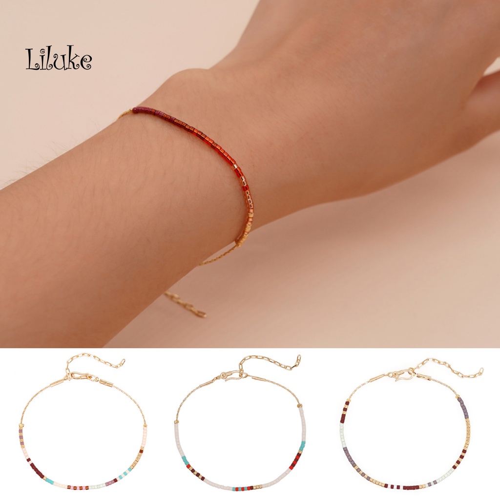 Vòng Tay Hợp Kim Trang Trí Hạt Đá Phong Cách Bohemian Thời Trang Cho Nữ