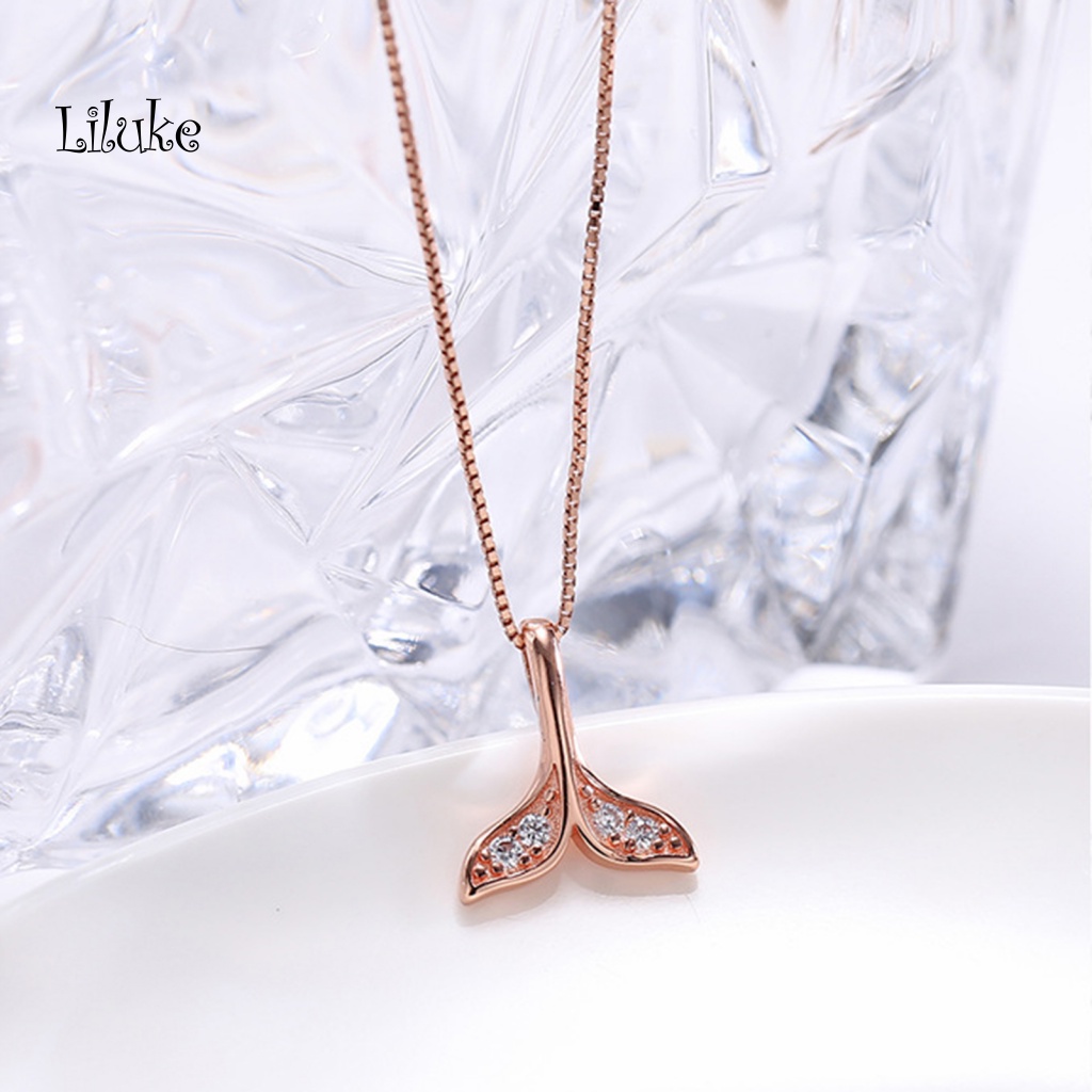 Vòng cổ Mạ Bạc Trang Trí Mặt Hình Đuôi Cá Xinh Xắn Cho Nữ