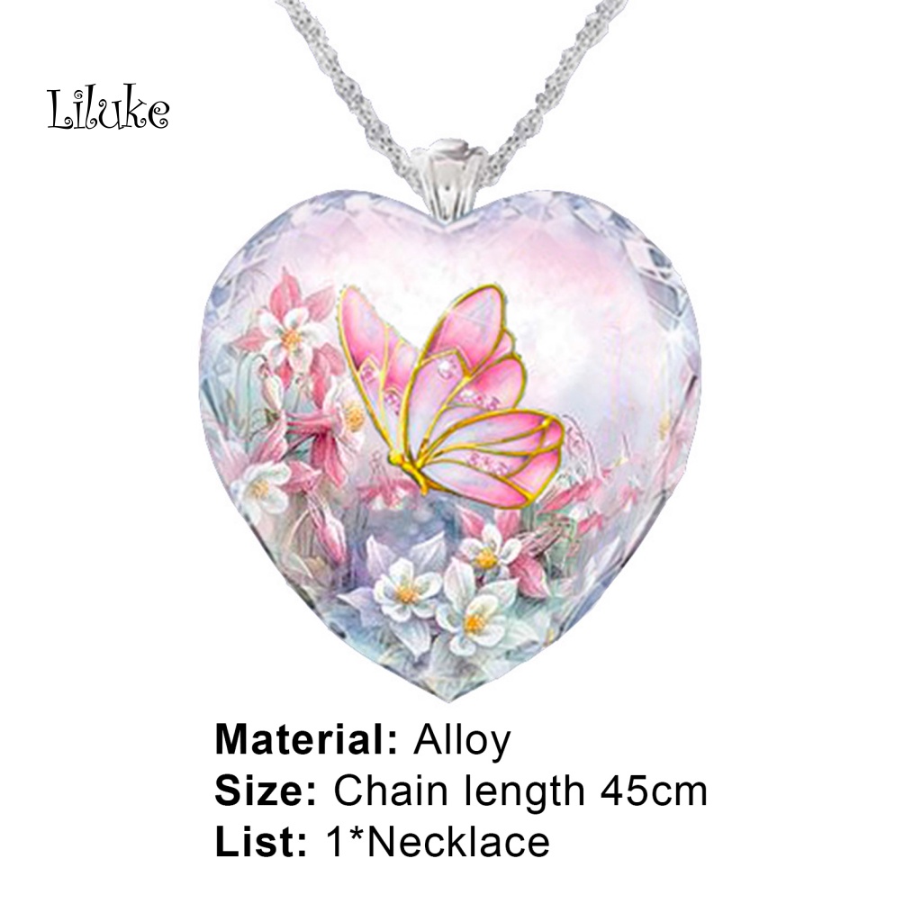 Vòng cổ Hợp Kim Trang Trí Mặt Hình Trái Tim Và Bướm Đính Đá Xinh Xắn Cho Nữ