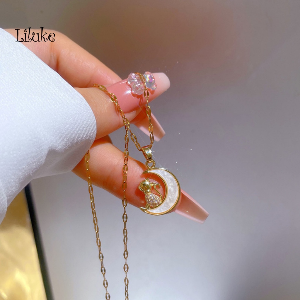 Vòng cổ Hợp Kim Trang Trí Mặt Hình Mèo Đính Đá Xinh Xắn Sang Trọng Cho Nữ