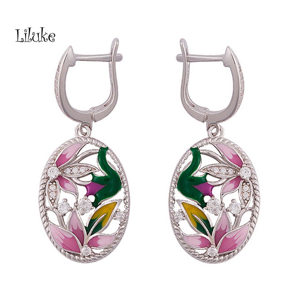 Bộ Vòng cổ + Nhẫn + Đôi Khuyên Tai Mặt Kim Cương Giả Sang Trọng