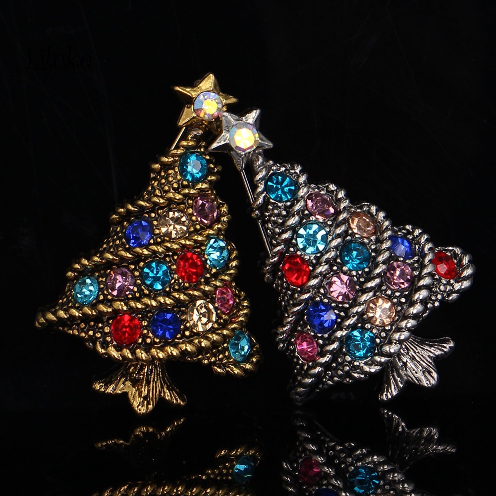 Ghim Cài Áo Hình Cây Thông Đính Đá Nhân Tạo Thời Trang Cho Nữ