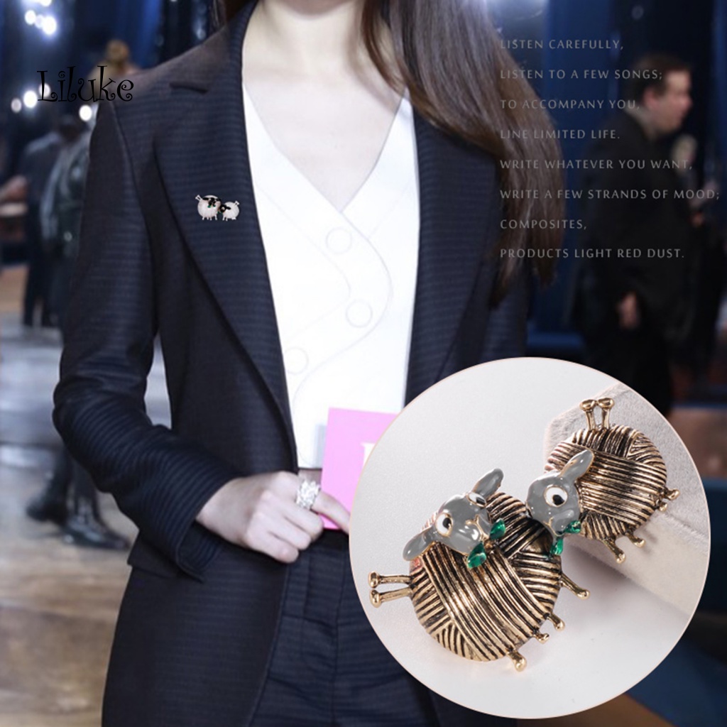 Trâm Cài Áo Hình Hai Chú Cừu Đính Bóng Lưới Cổ Điển