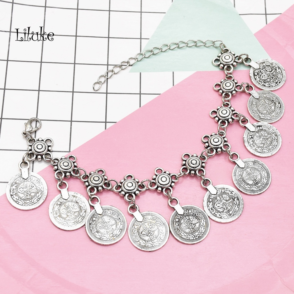 Lắc Chân Hợp Kim Trang Trí Đồng Xu Và Tua Rua Thời Trang Cho Nữ