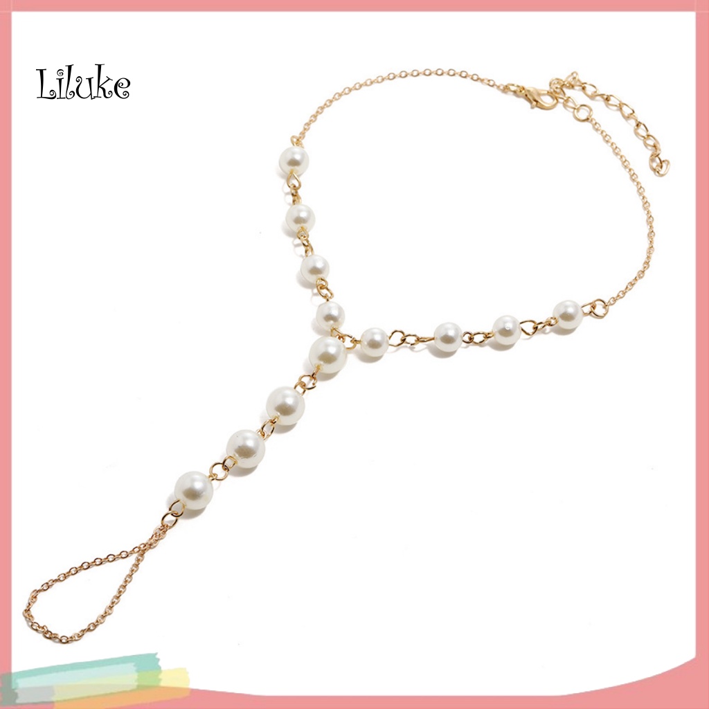 Lắc Chân Kết Nối Xỏ Hạt Ngọc Trai Giả Handmade Xinh Xắn Cho Nữ