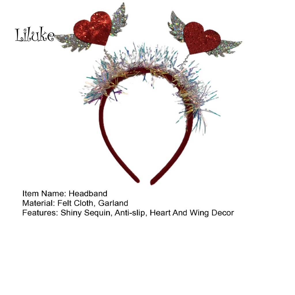 Băng Đô Cài Tóc Hình Đôi Cánh Trái Tim Đính Kim Sa Lấp Lánh