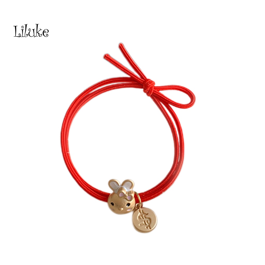 Dây Cột Tóc Co Giãn Chống Rơi Đính Mặt Hình Thỏ Và Cà Rốt Dễ Thương Cho Nữ