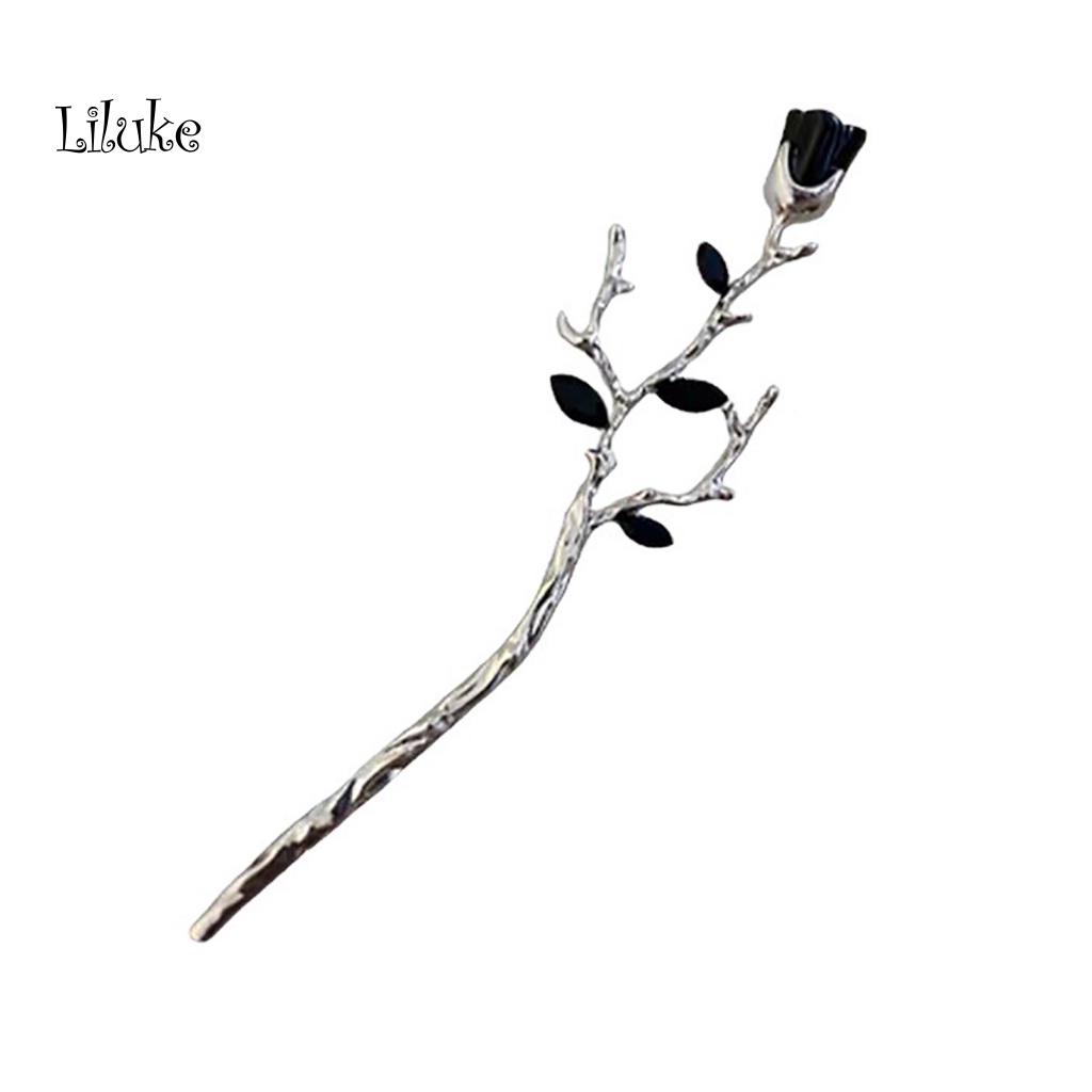 Lược Cài Tóc Màu Đen Đính Hoa Hồng Trang Nhã Cho Nữ