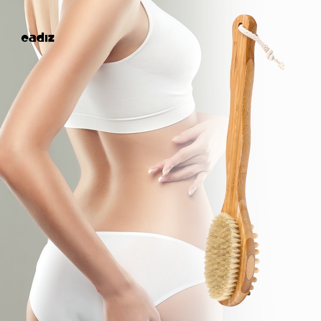 Bàn Chải Chà Rửa Massage Cơ Thể Hai Mặt Tay Cầm Bằng Gỗ