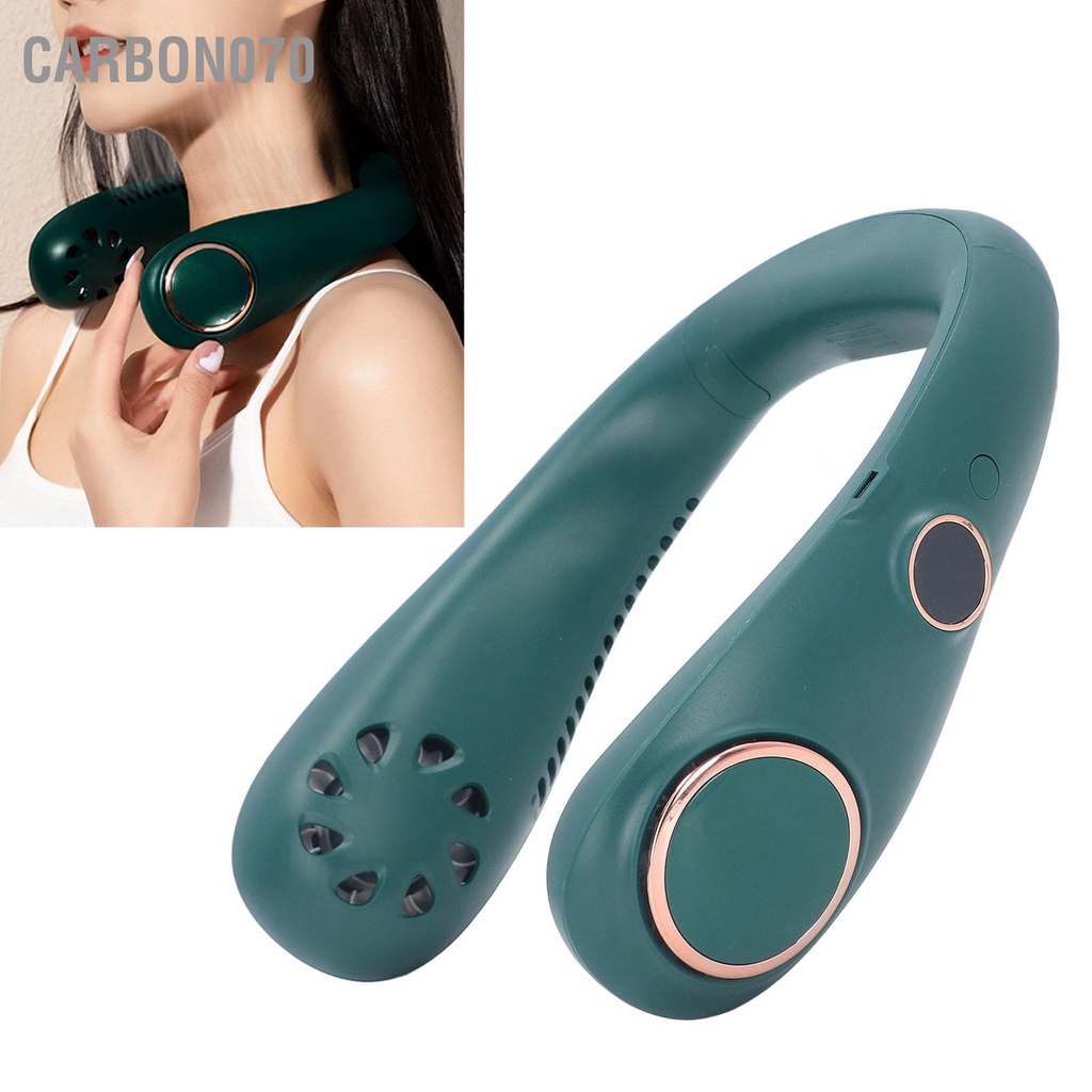 Carbon070 Quạt treo cổ di động Màn hình kỹ thuật số LED USB thể thao rảnh tay mạnh mẽ và êm ái dành cho du lịch
