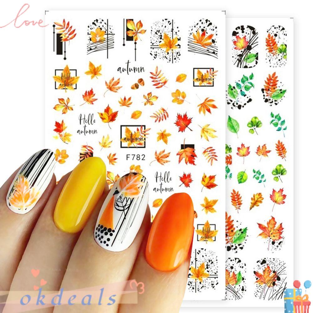 Sticker Dán Trang Trí Móng Tay DIY Xinh Xắn|Áo Kiểu Thiết Kế Đường Kẻ Mùa Thu