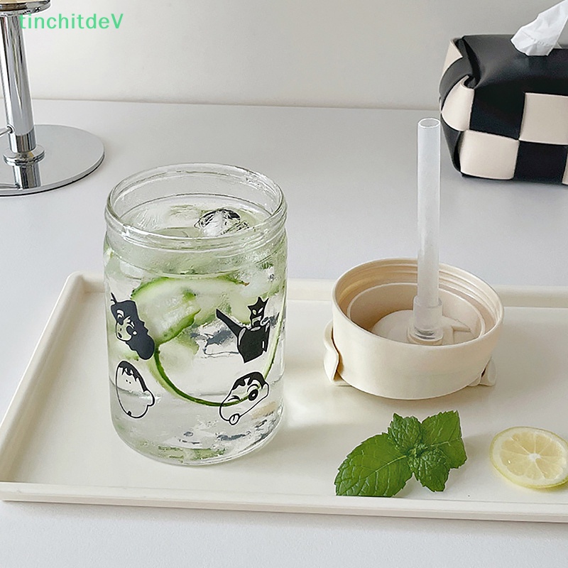 1 Cốc Uống Nước Bằng Thiếc Có Nắp Đậy In Hoạt Hình Shinchan Dễ Thương
