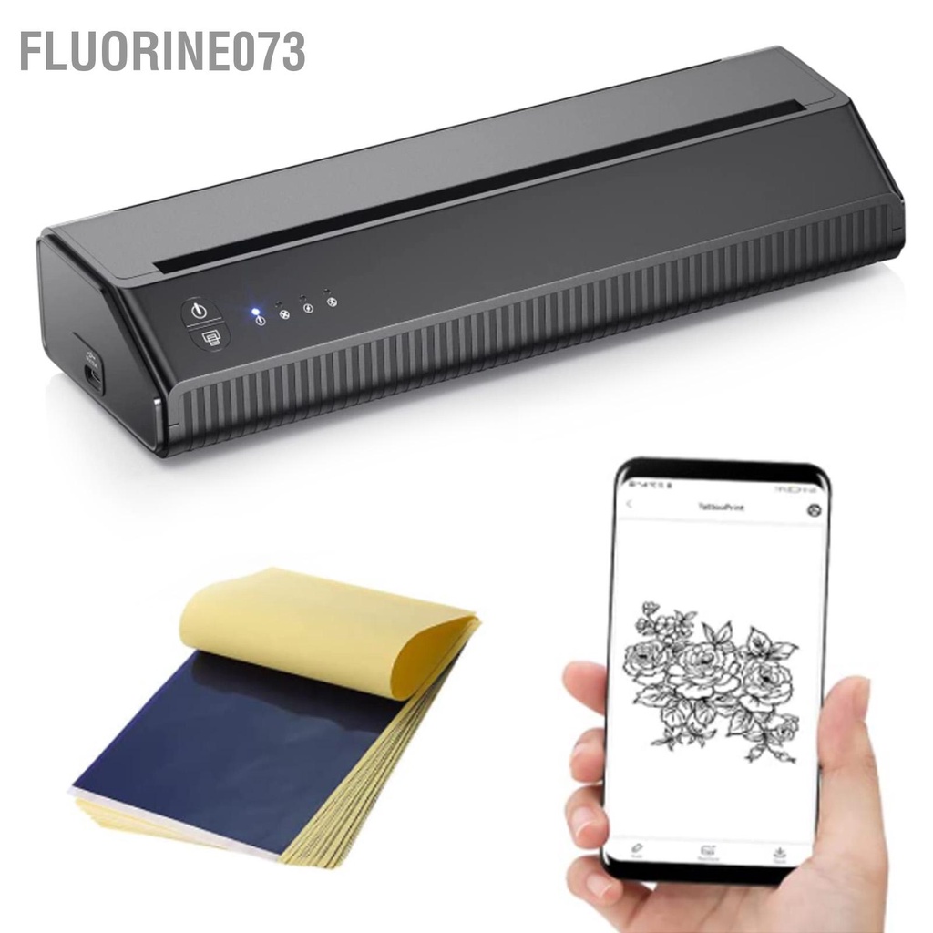 Fluorine073 Hình Xăm Chuyển Máy Pin 2500MAh Mini In Nhiệt Photocopy Với 30 Chiếc Giấy Cho Thợ Đen