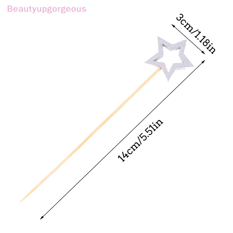 Bộ 50 Xiên Tre Ăn Trái Cây / Bánh Cupcake Hình Ngôi Sao