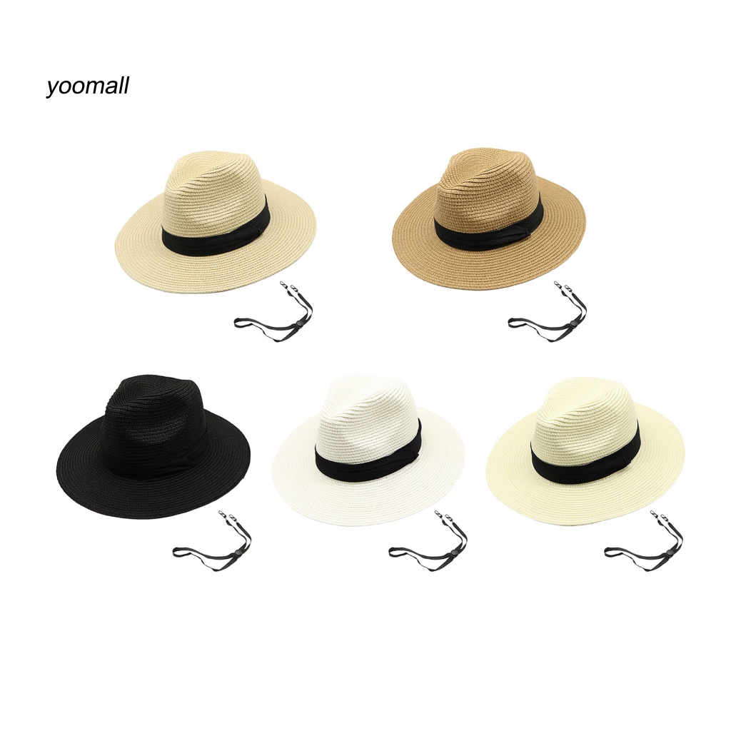 Mũ Rơm Vành Tròn Mềm Mại Chống Tia UV Màu Tương Phản Có Thể Gập Lại Cho Nam Và Nữ