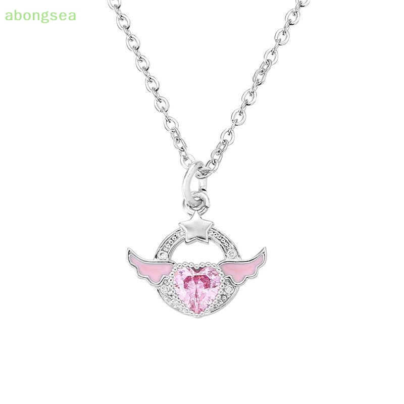 Vòng cổ Mặt Trái Tim Đôi Cánh Thiên Thần Đính Đá Zircon Màu Sắc Ngọt Ngào Thanh Lịch Cho Nữ