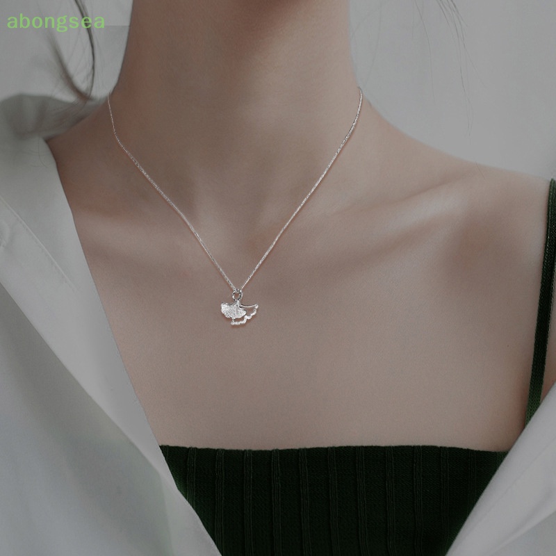 Abongsea Vòng cổ Mặt Hình Lá Ginkgo Thời Trang Cho Nữ