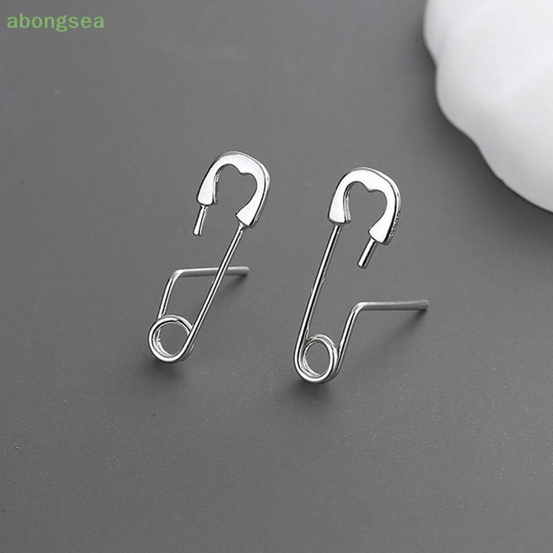 1 Cặp Bông Tai Hình Ghim Kẹp Giấy Màu Bạc Phong Cách Gothic Sáng Tạo Cho Nam Và Nữ