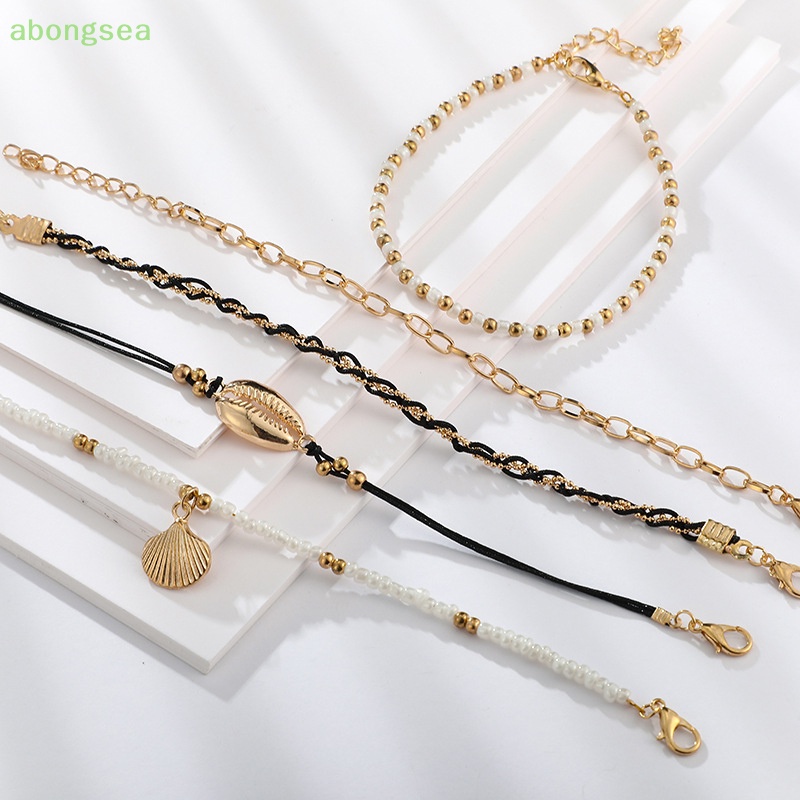 5 Lắc Chân Nhiều Lớp Đính Vỏ Sò Phong Cách Boho Thời Trang Đi Biển Mùa Hè
