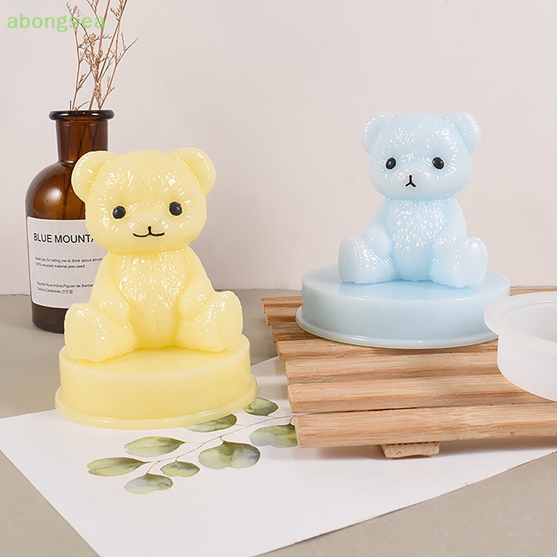 Khuôn Silicone Làm Đá Viên / Xà Phòng Hình Gấu Cười 3D Diy