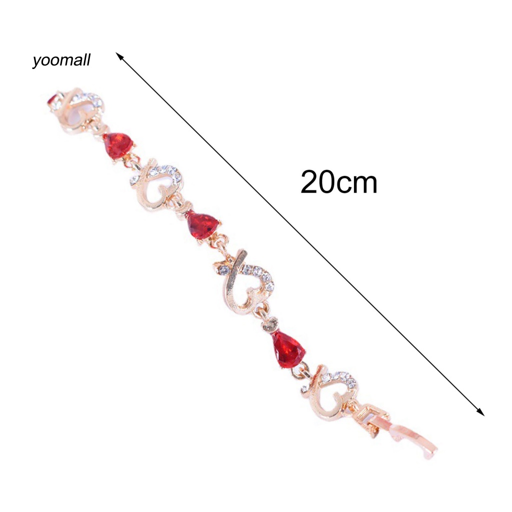 Vòng Tay Hợp Kim Đính Đá Hình Trái Tim Xinh Xắn Cho Nữ