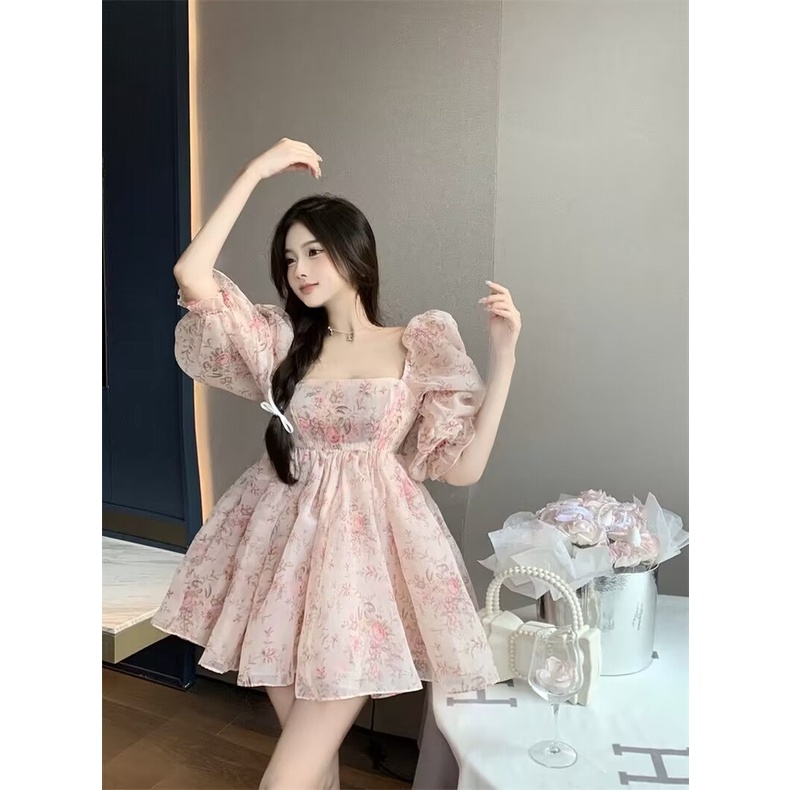 Đầm Công Chúa Pettiskirt Họa Tiết Hoa Phong Cách Mori Ngọt Ngào