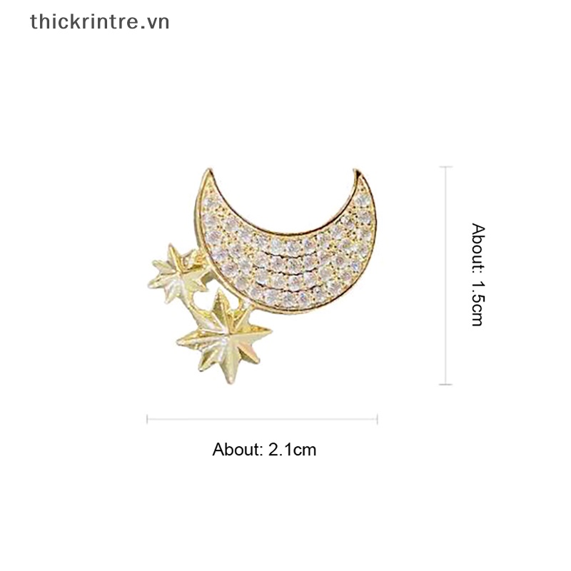 Ghim Cài Áo Hình Ngôi Sao / Mặt Trăng Đính Đá Phong Cách Hàn Quốc Thời Trang Cho Nữ