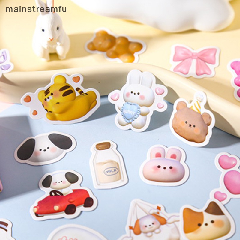 Bộ 50 Miếng Dán Trang Trí Sổ Tay / Nhật Ký / Điện Thoại Hình Động Vật Marshmallow Dễ Thương [Mainnstreamfu]