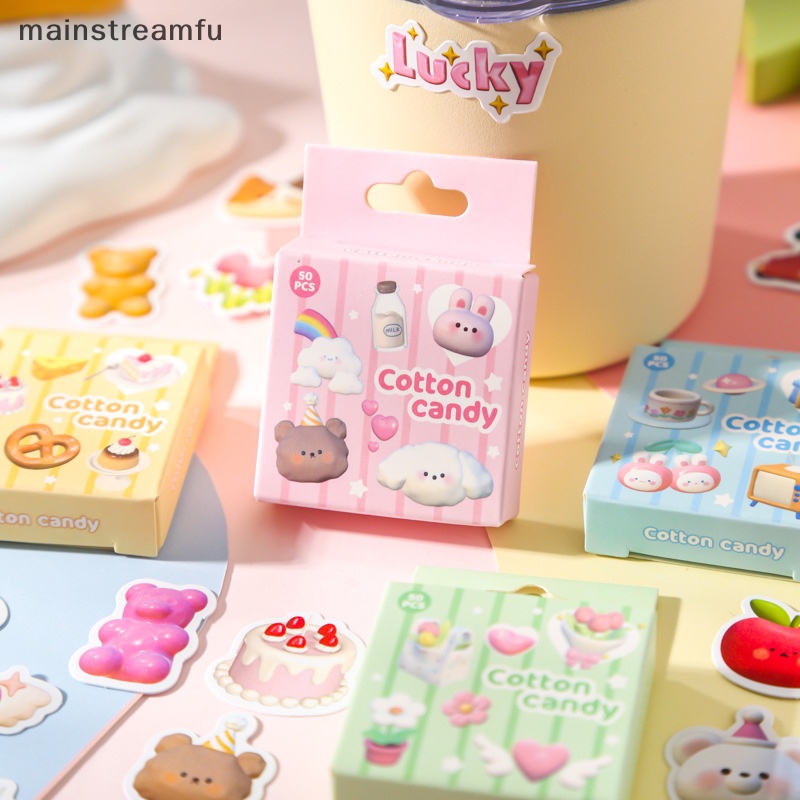 Bộ 50 Miếng Dán Trang Trí Sổ Tay / Nhật Ký / Điện Thoại Hình Động Vật Marshmallow Dễ Thương [Mainnstreamfu]
