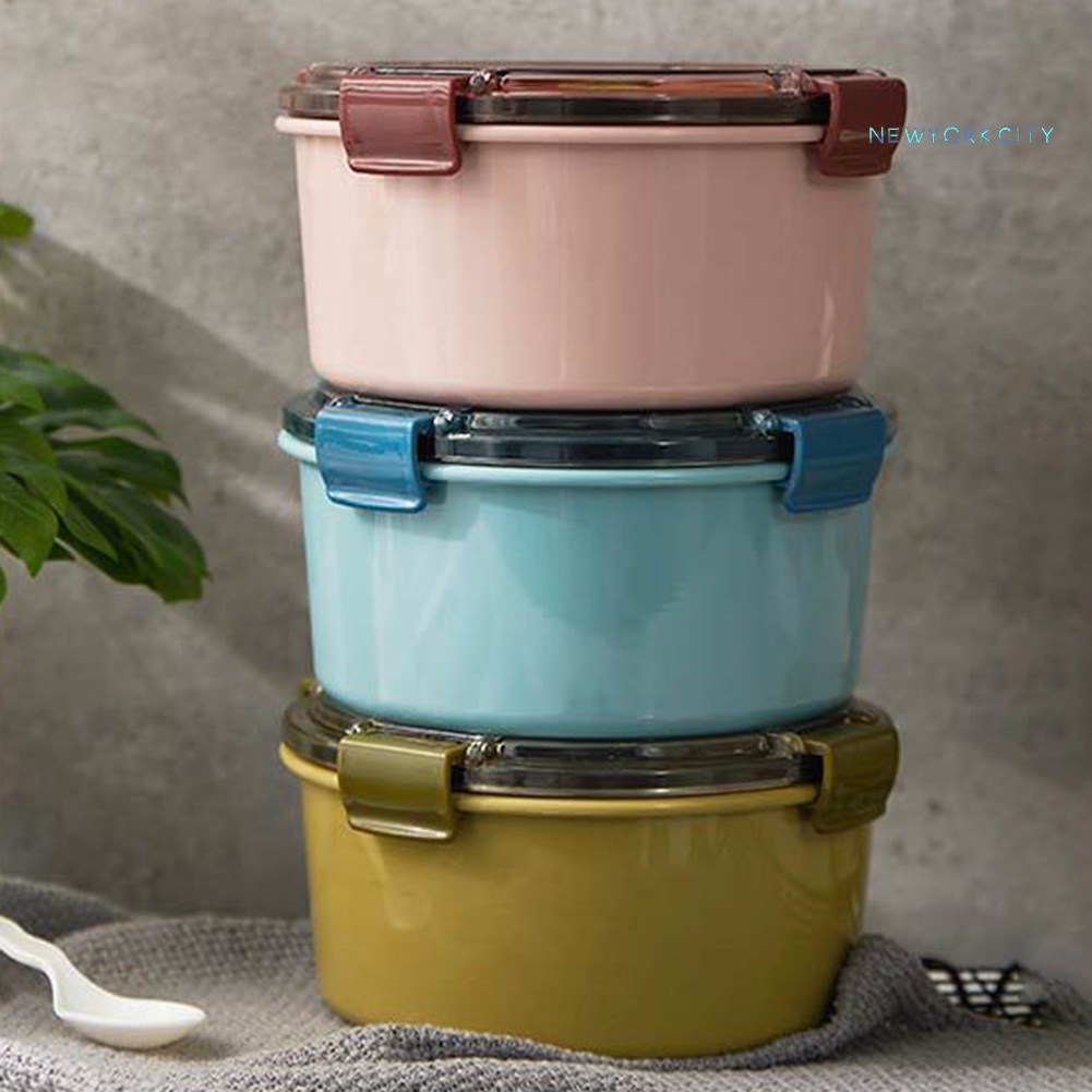 Hộp cơm CY-1000ml Hình Tròn Bằng Thép Không Gỉ Có Nắp Đậy Tiện Dụng