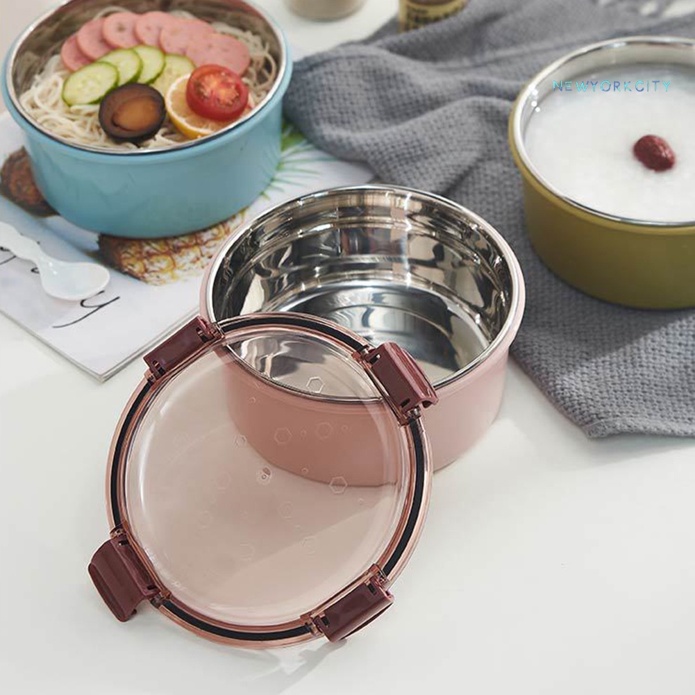 Hộp cơm CY-1000ml Hình Tròn Bằng Thép Không Gỉ Có Nắp Đậy Tiện Dụng