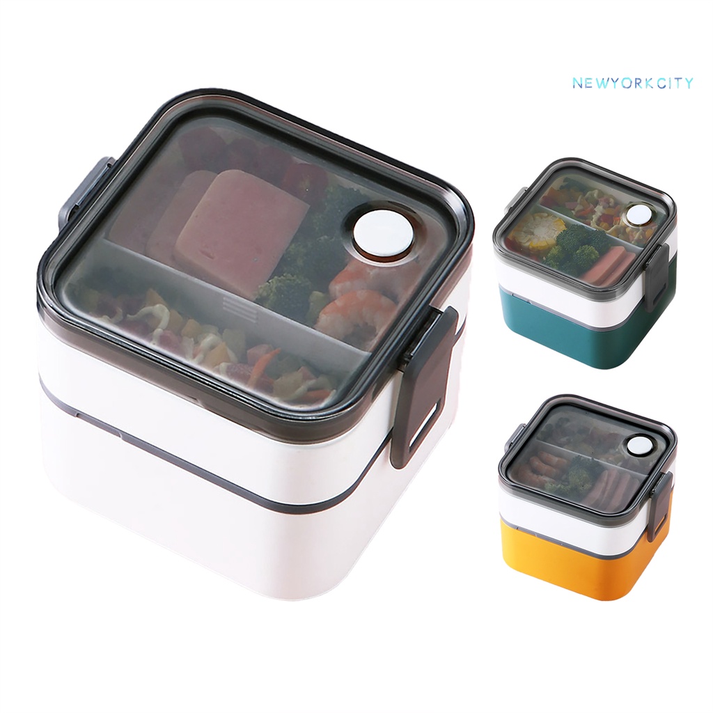 Hộp Đựng Thức Ăn Trưa Hai Lớp Cách Nhiệt Chống Tràn Bằng Chất Liệu ABS