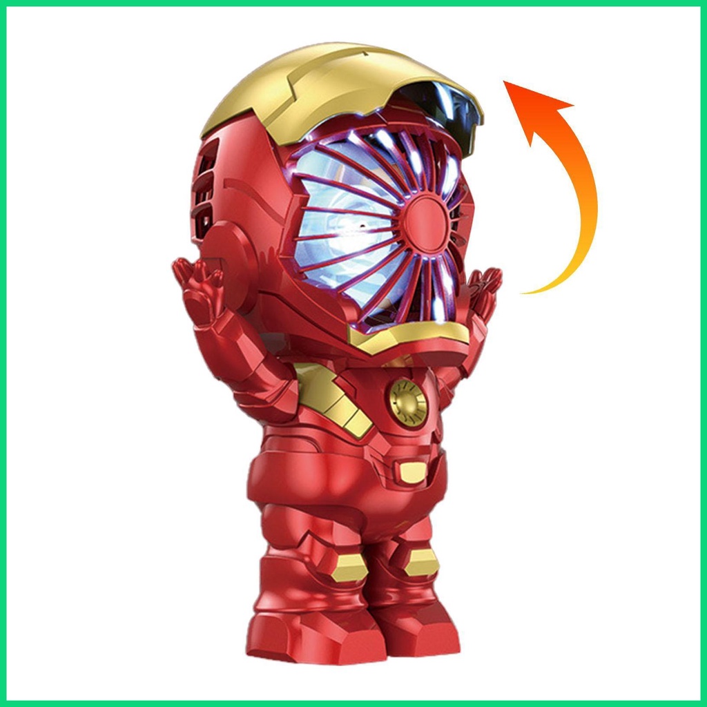 Quạt mini sạc usb Cầm Tay Hình Người Sắt Hoạt Hình 3D Dễ Thương