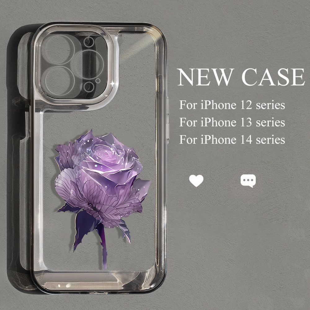 Ốp Điện Thoại TPU Mềm Chống Sốc Họa Tiết Hoa Hồng Tím Cho iphone 11 12 / 13 / 6 / 7 / 8plus / X max 14 pro max 11 Promax