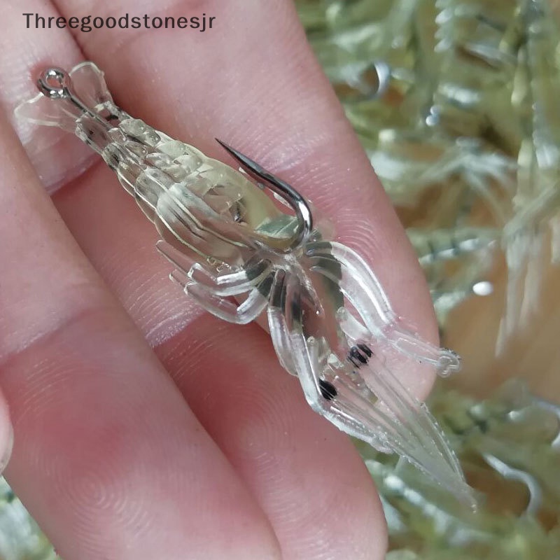 10 Mồi Tôm Giả Câu Cá Bằng Silicone Mềm Phát Sáng JR