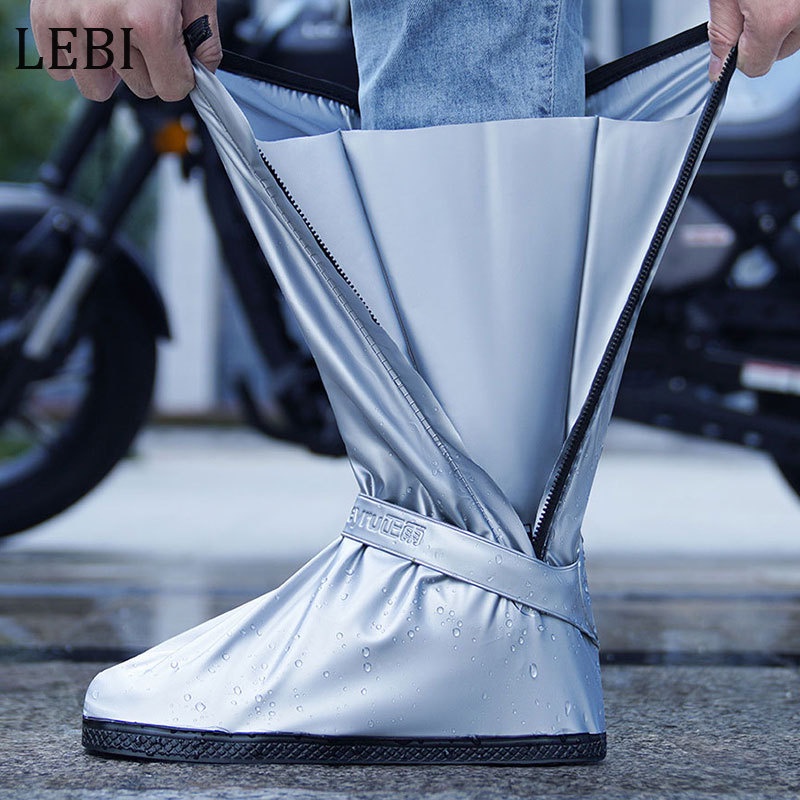 Lebi Vỏ Bọc Giày Đi Mưa Cổ Cao Bằng Silicon Dày Dặn Chống Thấm Nước / Trượt / Mài Mòn Tiện Dụng Cho Nam Và Nữ