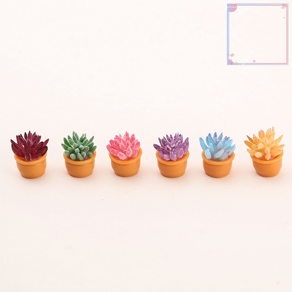 Set 6 Mô Hình Chậu Cây Mọng Nước Mini Bằng PVC Chống Phai Màu Dễ Chăm Sóc Cho Sân Vườn