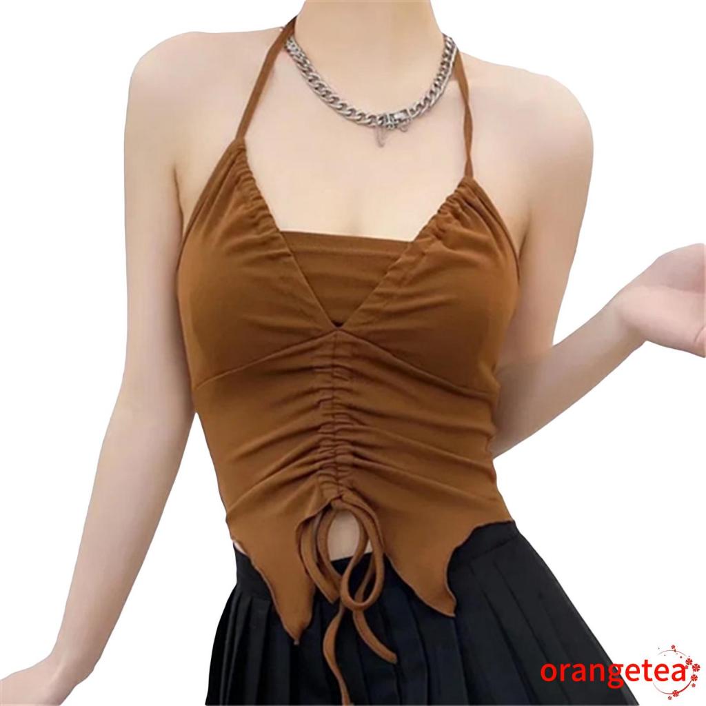 Áo Nữ Không Tay Cổ Yếm Dây Rút Thời Trang Quyến Rũ