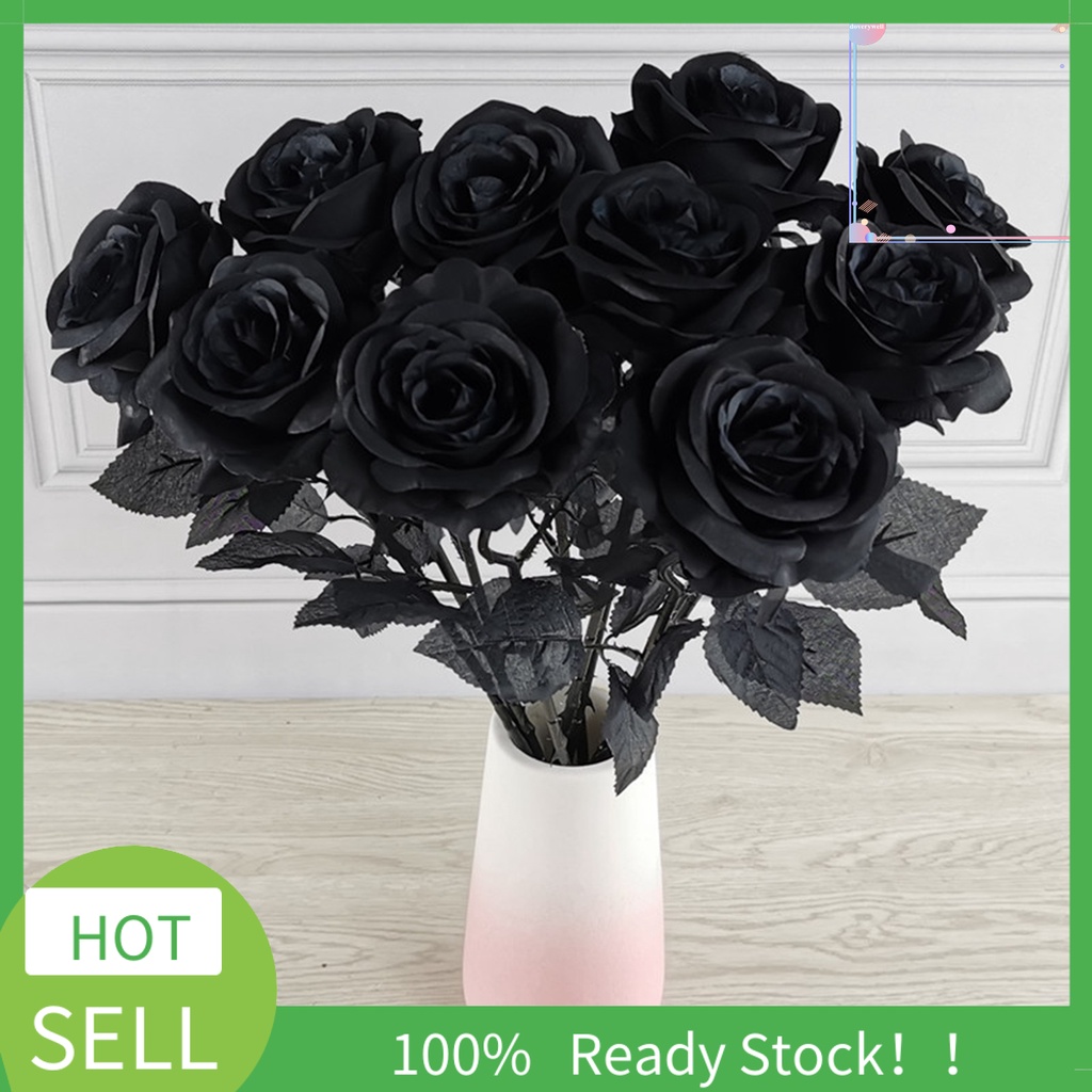 Bộ 10 Bông Hoa Hồng Giả Dùng Trang Trí Nhà Cửa