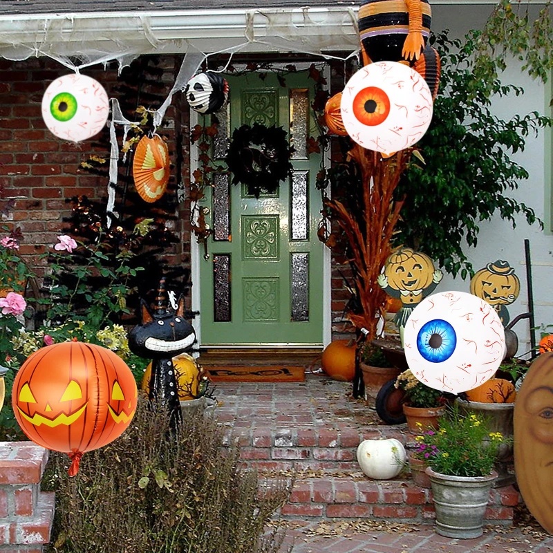 Bong Bóng Bằng Lá Nhôm Hình Đôi Mắt Máu Đỏ 4D Trang Trí Halloween