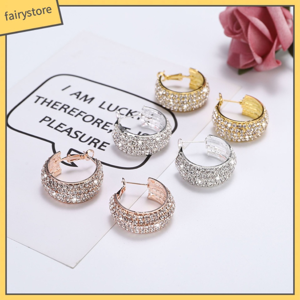 [FTO] Bông Tai Đính Kim Cương Giả Rộng Phổ Biến Cho Nữ