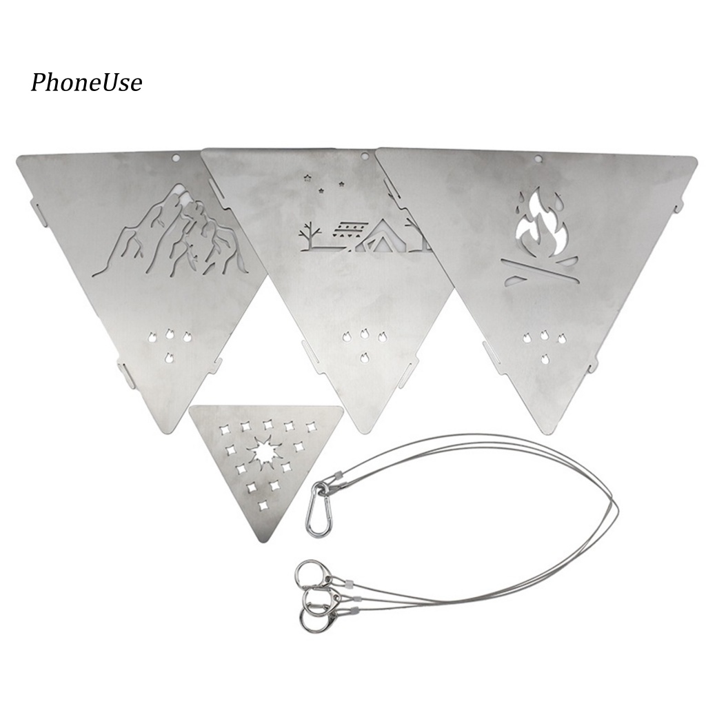 1 Bộ Bếp Lò Tam Giác Bằng Thép Không Gỉ PU Dùng Cho Cắm Trại